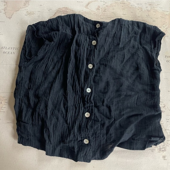 TAHARI Boxy Linen Blouse Button Back S-L - Picture 2 of 10